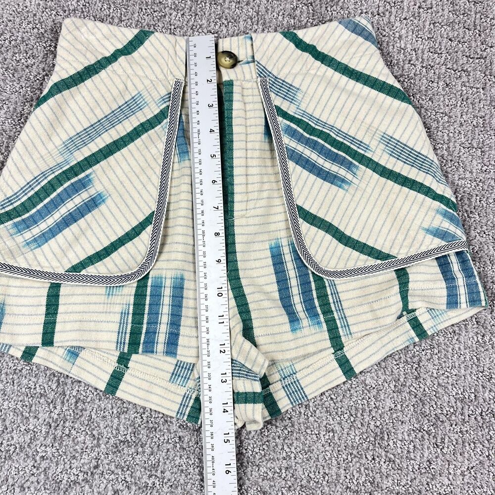 Urban Outfitters Shorts Womens 0 Green Stripe High Rise Chino Pockets Boho - Picture 6 of 10